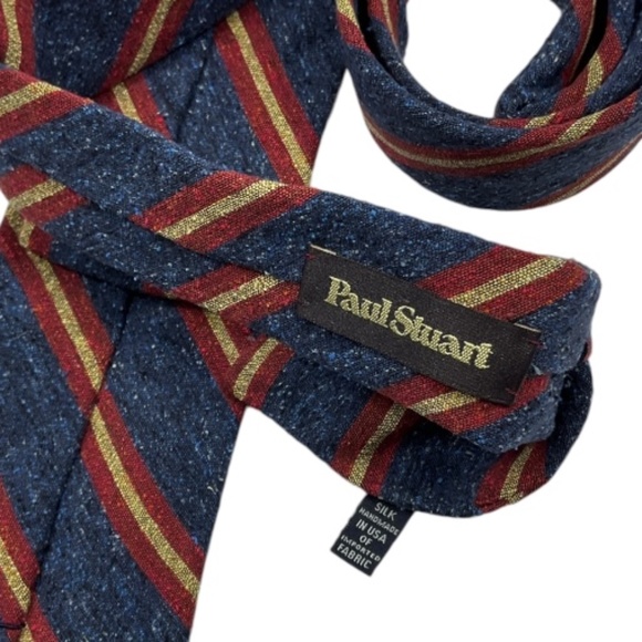 PAUL STUART Blue Striped Silk LUXURY Tie HANDMADE USA - Picture 3 of 4